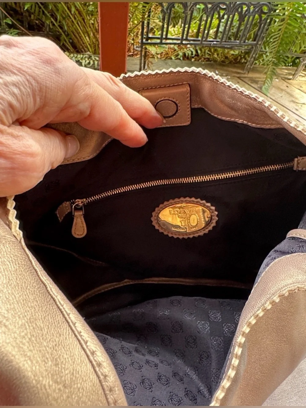 Final Price~ Loewe Taupe Leather Shoulder Bag with Gold Charm